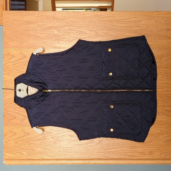 Cambridge Dry Goods Zipper Puffer Vest - Large - Navy & White - Gold Snaps - Picture 1 of 5